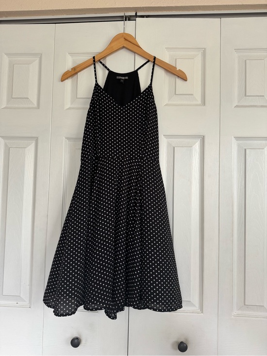 Express Dresses & Skirts - Express Black Polka Dot Dress with Spaghetti Straps
